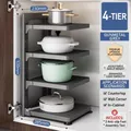 4-tier gunmetal gray kitchen pot rack organizer, size 230x285x520mm for cabinet storage - 4 Layers / Gunmetal