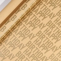 Classic Happy Birthday gift wrapping paper roll in dark khaki kraft paper with texture - Birthday Series - Gold Letters/Roll