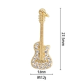 Golden guitar pendant with sparkling crystals showing size 27.5mm and weight 1.2g - Gold Guitar C
