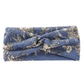 Blau-beiges florales elastisches Yoga-Haarband mit Kreuzknoten für Damen - Blau Floral
