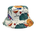 Dettaglio del cappello a secchiello reversibile con motivi tropicali di frutta e cocktail - M (56-58cm) / Stampa Tropicale Bianca (4#)