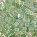 5mm transparent iridescent green glass cube beads for DIY jewelry making and crafts - 5mm 10g/Pack Approx 50pcs / Light Green