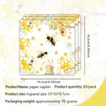 Detail of bee and honeycomb print napkins for kids birthday parties, 20-piece pack - Napkins 20PCS