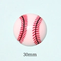 Detailed top view of a 30mm white resin baseball flatback patch with red stitching - 30MM Baseball