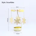 Rotating snowflake candle holder in gold finish with spinning charms and metal tray - Snowflake Style / Gold
