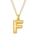 18K vergoldete Halskette mit weißem Muschel-Buchstaben F und goldenem Perlenrand - Buchstabe F(S-P003-F)