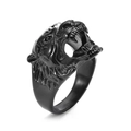 Vintage punk stainless steel ring featuring a detailed black tiger head sculpture for men - US 8 / Black