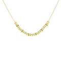 Golden titanium steel necklace featuring green enamel leaf design in a vintage French style - Gold Green