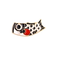Pin de esmalte de pez koi negro estilo japonés con detalles dorados y acabado lacado - Negro