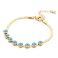 Goldenes Schlangenarmband mit blauen Evil-Eye-Anhängern und verstellbarem Verschluss - Goldenes Armband (KB169155-HM)