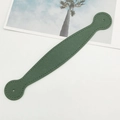 Detail of dark green Saffiano leather wrist strap with reinforced stitching and dual holes - Dark Green