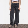 High-waisted wide-leg denim jeans in dark grey wash with a relaxed vintage fit - S / Black