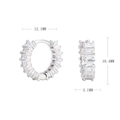 Detailmetingen van S925 zilveren oorringen met baguette geslepen zirkonia steentjes - Zilver / Witte Zirkonia