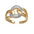 Minimalist gold double chain open ring with sparkling white zircon stones for women - Style B-Gold Double Chain
