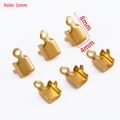 Terminales de cinta en acero inoxidable dorado 8x4mm para joyería DIY con agujero 1mm - 4mm / 30 Unidades/Paquete / Dorado