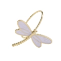 Elegant gold dragonfly napkin ring with light purple enamel wings and textured band - Z1059-1 Purple Marble Dragonfly