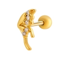Clou d'oreille papillon doré en zircone avec fermoir à vis pour cartilage - 089-2# Style d'Aile (Gauche) / Or