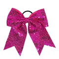 8-inch bright pink sequin oversized bow hair tie with elastic band for children - Hot Pink