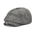 Casquette gavroche classique en laine à chevrons noir et blanc avec bouton rétro sur le dessus - M(56-58cm) / gris foncé