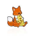 Pin esmaltado de zorro naranja con porción de pizza, lindo broche de animal para ropa - Zorro comiendo pizza