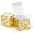 Mini square laser gold foldable gift boxes for candies and party favors in sparkling finish - Diamond Gold