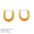 U-shaped twisted hoop earrings in 14K gold-plated stainless steel with click closure - Large U-Shape Twisted Style (TE19135) / 14K Gold
