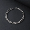 Polished silver Cuban link chain bracelet for men with a classic lobster clasp closure - 21cm / Silver/5.0mm Curb Chain