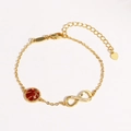 14K vergoldetes Infinity-Armband mit Basketball-Anhänger und glänzenden Kristallen - Gold Basketball (16+5cm)