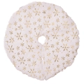 Jupe de sapin de Noël en peluche blanche avec flocons d'or pour décor de vacances - Flocon de Neige Doré