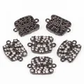 French Bulldog connector charm in gunmetal finish with sparkling white rhinestones - Black Plated French Bulldog with White Zirconia