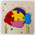 Wooden 3D fish puzzle toy with colorful pieces for toddler learning and motor skills - Fish with Buckle