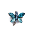 Squisita spilla a libellula con cristalli blu e strass su montatura in lega vintage - Libellula - Blu