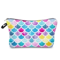 Multipurpose makeup bag featuring vibrant rainbow fish scale print with side handle - Iridescent Scales-52228