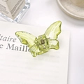 Translucent light green butterfly hair claw clip with metal spring for elegant updo styles - Small 2.5cm / Green