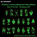 Leuchtende wasserfeste Tattoo-Aufkleber mit Totenkopf-, Vogel- und Blumenmustern - YB011-020 Leuchtend Grün Set