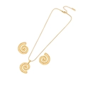 Conjunto de joyas doradas con espiral irregular en acero inoxidable pulido collar y pendientes - Estilo Remolino Espiral (3#)