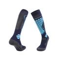 Calze da sci in lana merino blu scuro con motivo a nido d'ape e zone grigie rinforzate - Taglia M / 8208 Blu Reale/Blu Lago