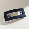 Minimalist navy blue matte rectangular hair clip with durable metal spring fastening - Navy Blue