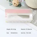 Iridescent pink gradient hair claw clip made of PC material with sleek rectangular design - Pearly White-TCB-1039