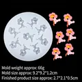 Stampo in silicone per fiori con pezzi floreali a cinque petali rosa su sfondo nero - 5# (B1013/Fiore a Cinque Petali) / Trasparente