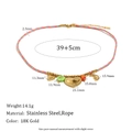 Colorful Woven Rope Heart Pendant Necklace Gold