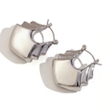 Boucles d'oreilles éventail argentées à trois couches en acier inoxydable massif - Boucles d'Oreilles Creuses en Forme d'Éventail à Trois Couches-Argent