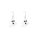 Ghost drop earrings in white enamel with silver hooks for Halloween fashion style - 02 White Ghost Earrings