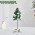 Mini sapin de Noël de 22cm avec aiguilles enneigées et socle en bois naturel - Petit arbre enneigé