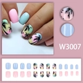 Tropische kokosboom plaknagels set met een roze blauw en geel kleurverloop - Zomer Tropische Kokosnootboom Stijl (W3007) Met Lijm