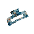 Blue and white marble pattern acrylic hair claw clip with a polished terrazzo finish - 7.4cm / Fresh Blue