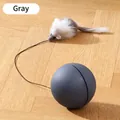 Smart interactive grey cat toy ball with lifelike plush mouse on wooden floor - Automatic Cat Ball / Dark Gray