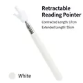 White telescopic teacher pointer stick with hand-shaped head extending up to 55cm - White