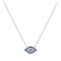 Glitzernde S925 Sterlingsilber Halskette mit blauem Kristall Evil Eye Glücksbringer - Gestufter Runder Böser Blick Stil (RHN1975)