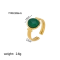 Detailed view showing a 2.8g gold-plated vintage ring with a green oval natural stone - Oval Cabochon Emerald Style (YYR023066-G)